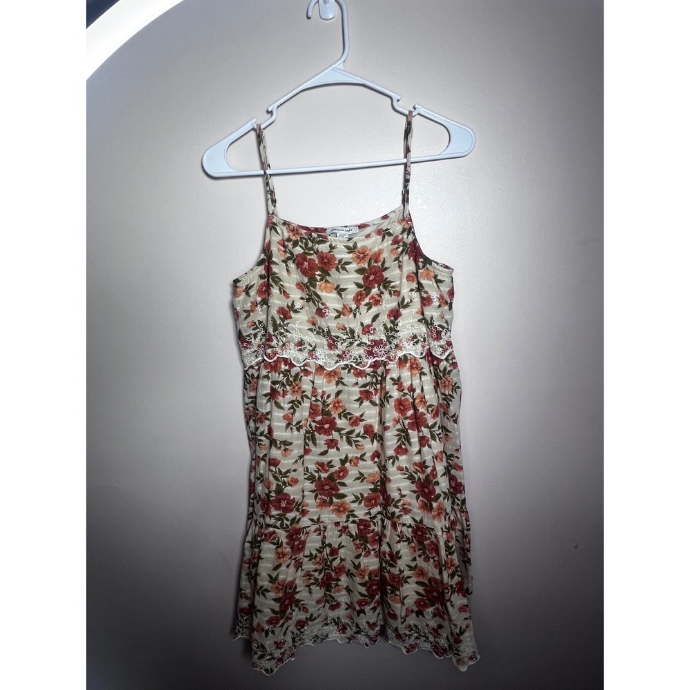 American Eagle Floral Babydoll Mini Dress Medium Lace Trim Boho Cottagecore M - Picture 9 of 10